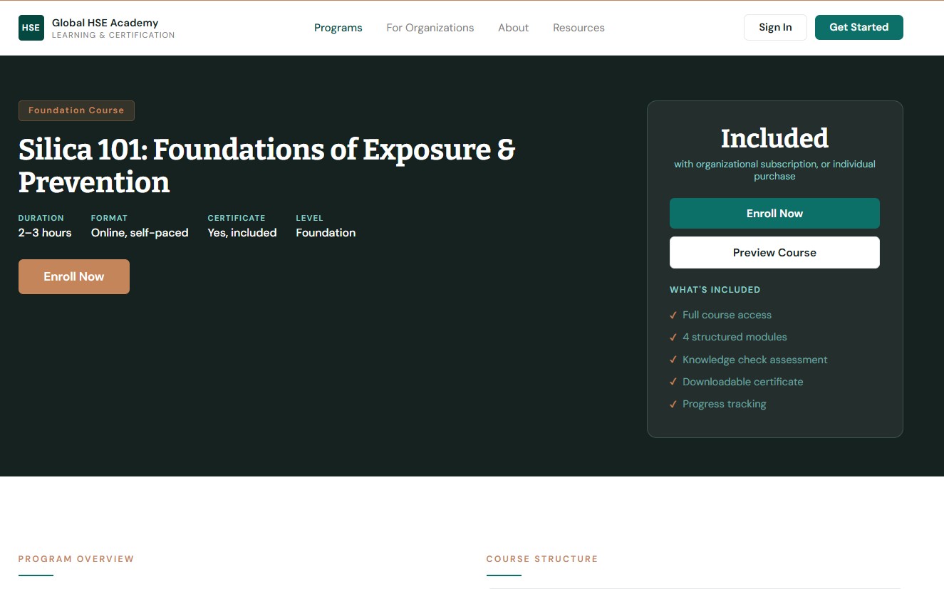 New Global HSE Academy course detail screenshot