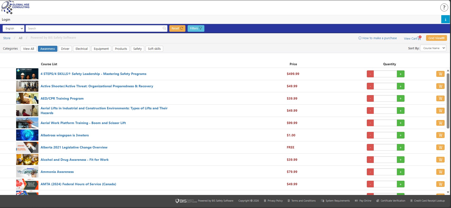Previous Global HSE Academy LMS navigation screenshot