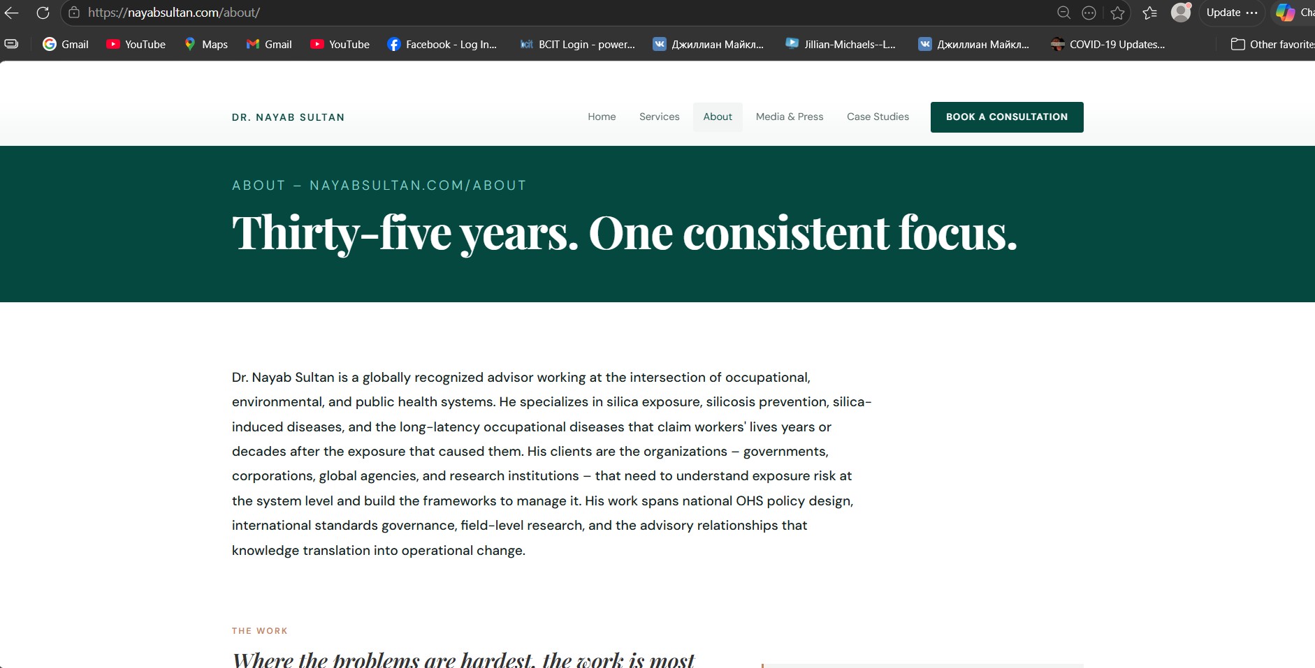 Screenshot of the redesigned Nayab Sultan about page