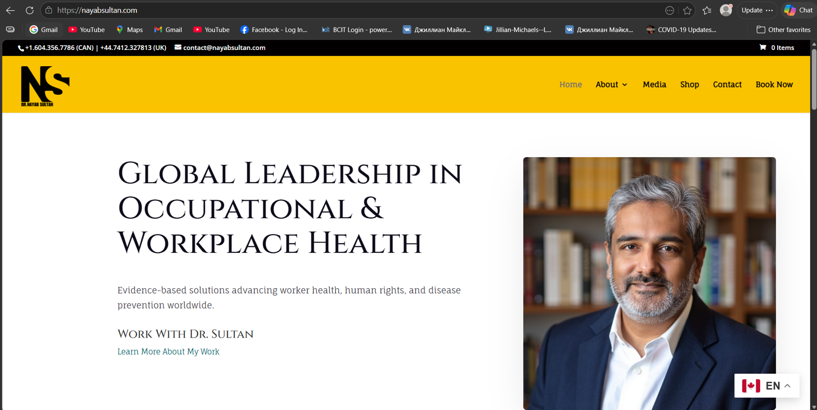 Screenshot of the previous Nayab Sultan about page
