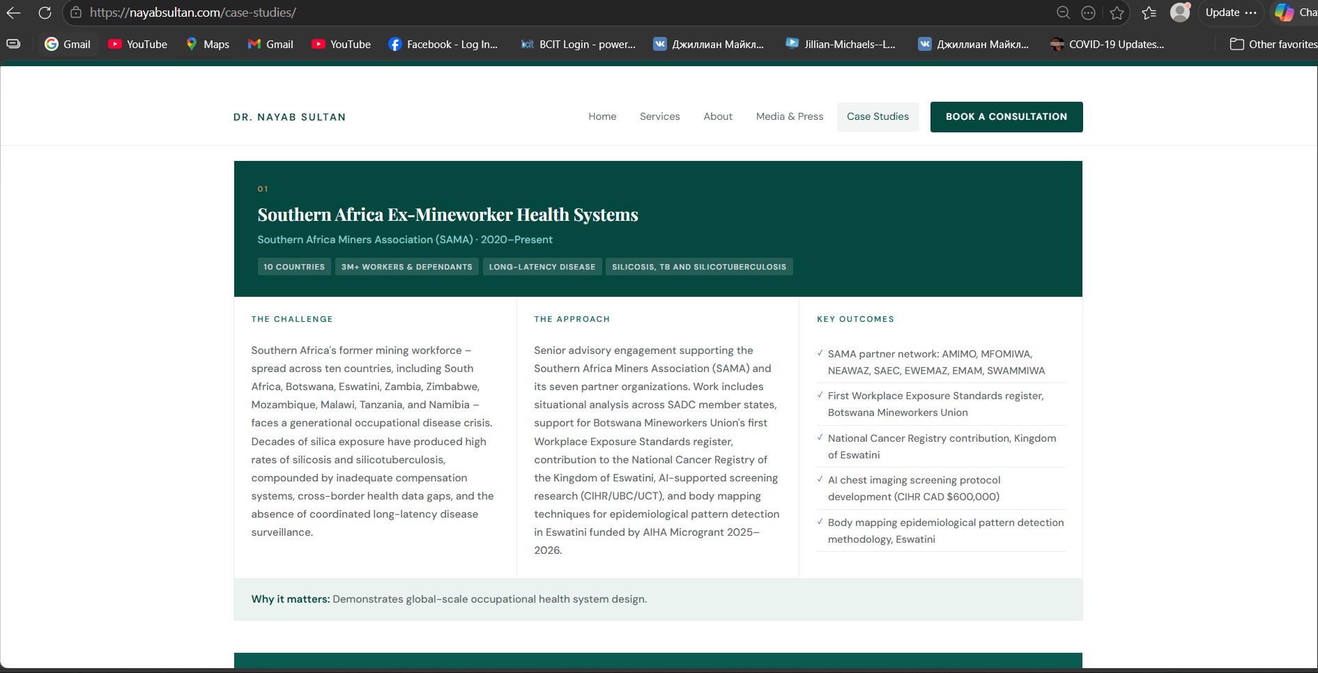 Case studies page for Dr. Nayab Sultan